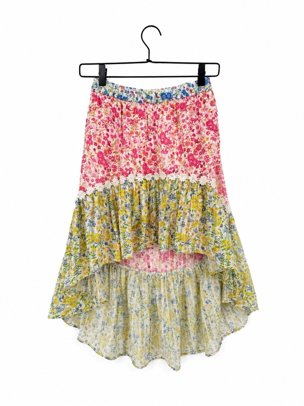 LoveShackFancy Girls 12Y Multicolor Floral High-Low Skirt‎